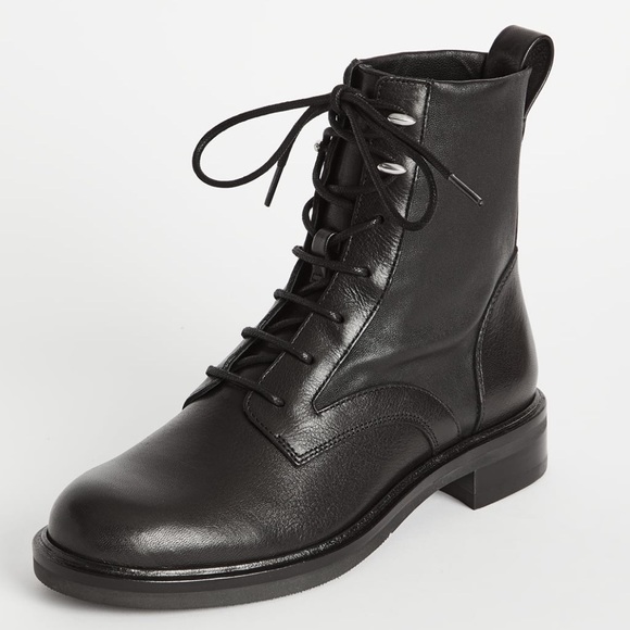 Rag & Bone Slayton Lace Up Black Leather Combat Boots - Picture 5 of 12